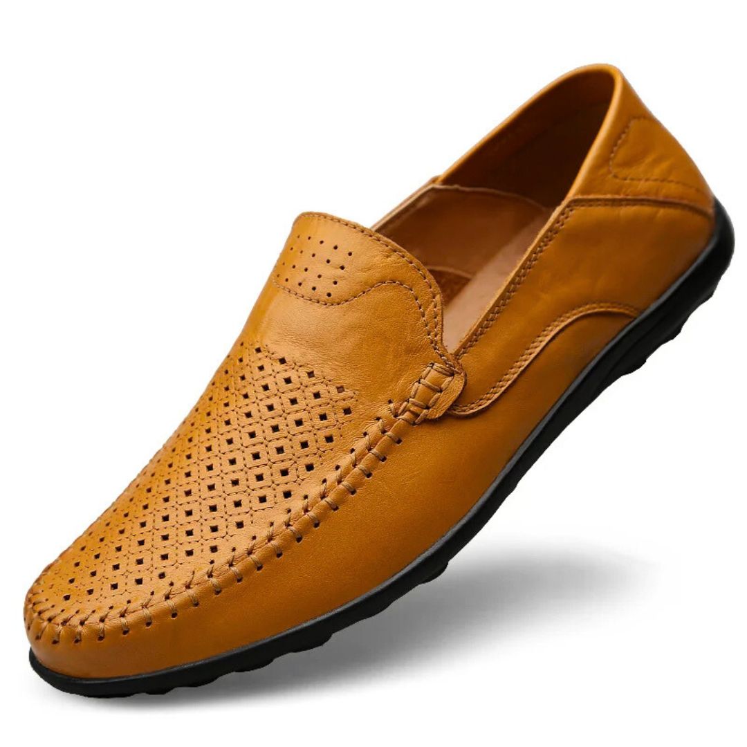 Men's Leather Slip-on Loafers Breathable Casual Walking Shoes
