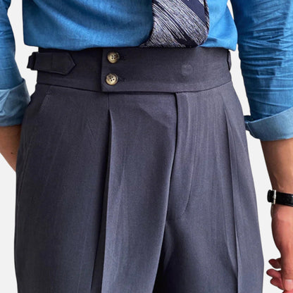 Pantalon drapé taille haute pour homme
