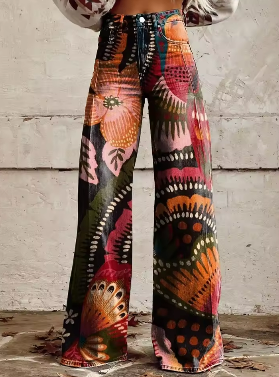 Mailin - Pantalon Imprimé à Jambe Large Et Evasée