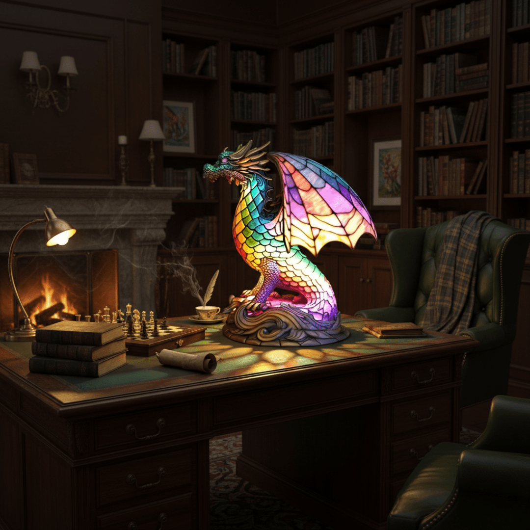 Lámpara vitral Dragón Encantado Wammes decoración hogar Glow - Madrid.com