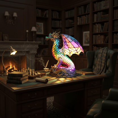 Lámpara vitral Dragón Encantado Wammes decoración hogar Glow - Madrid.com