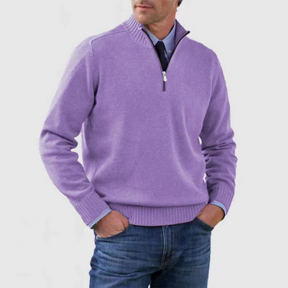 Herren Strick Pullover mit Viertelreißverschluss | Stehkragen