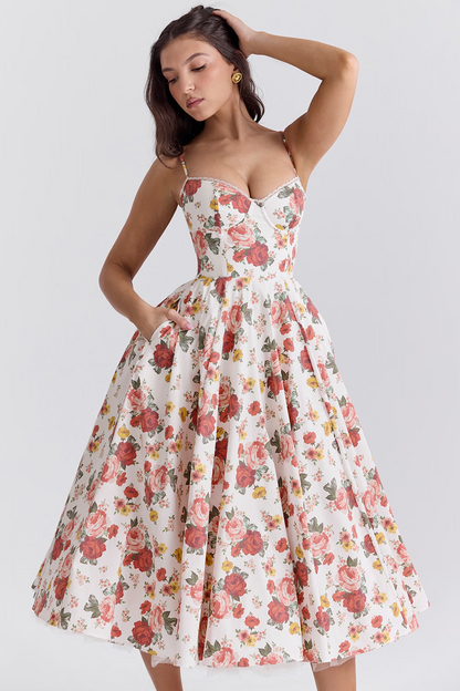 Women’s Satin Swing Midi Dress – Vintage Fit & Flare Elegance