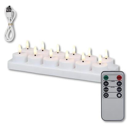 Wiederaufladbare LED-Kerzen mit Basis und Fernbedienung