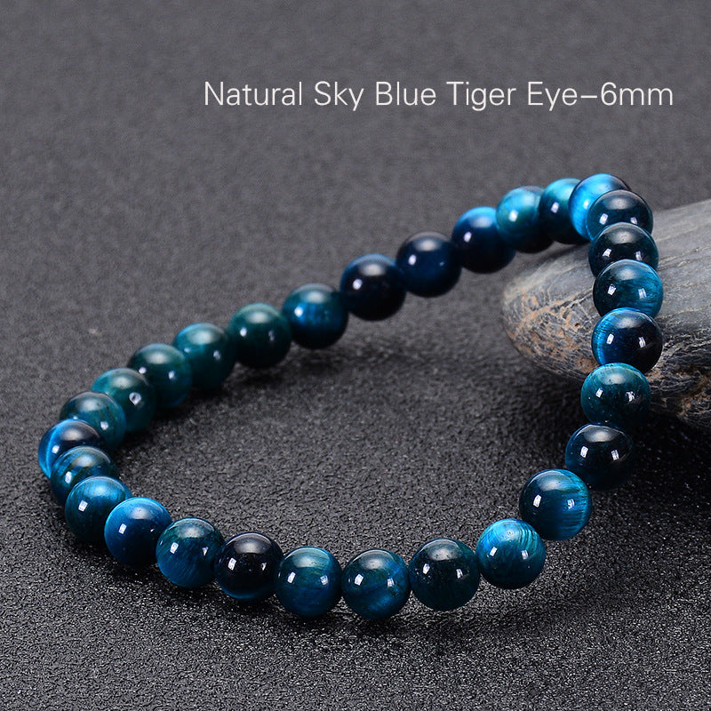 Stone Sky Blue Tiger Beaded Single Bracelets