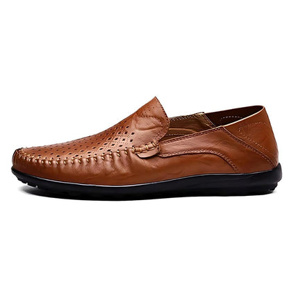 Men's Leather Slip-on Loafers Breathable Casual Walking Shoes