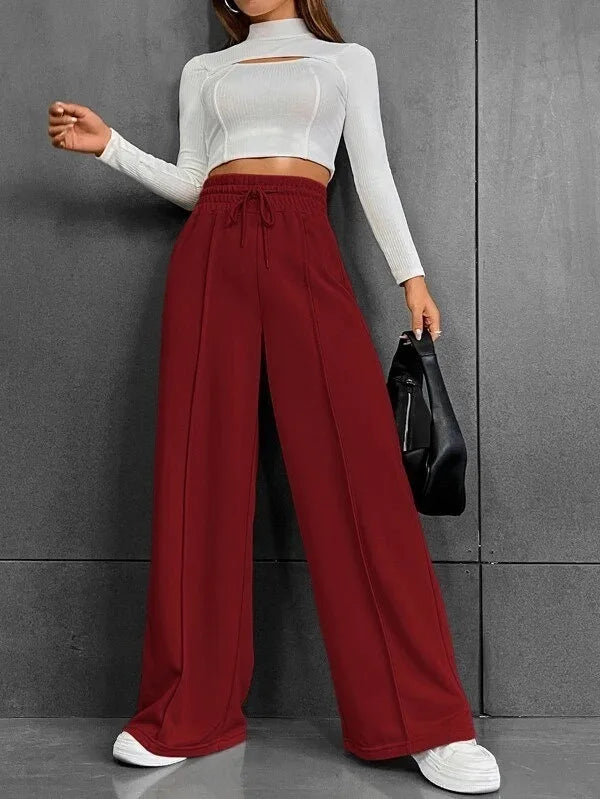 Pantaloni da donna leggeri a vita alta e vestibilità comoda – Comodi pantaloni larghi