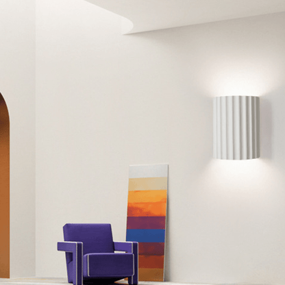 Modern Half-Round Resin Wall Lamp for Living Room | Up & Down Lighting | G9 Dual Light Fixture | Contemporary Indoor Wall Sconce