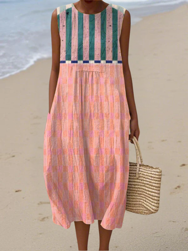 Tazira™ - Robe Femme Été Fluide Imprimé Artistique Sans Manches Confort Léger