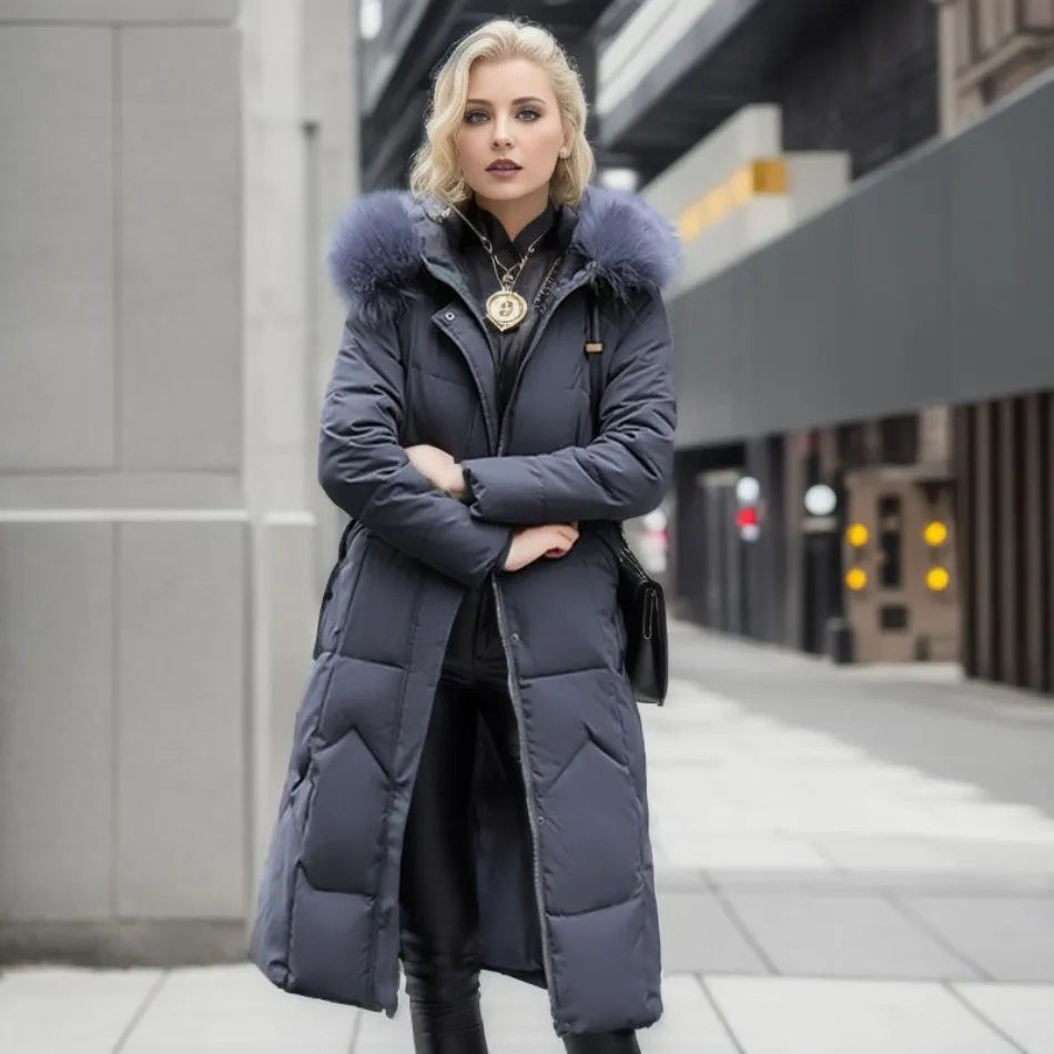 Hannah | Women Winter Quilted coat z Hood Trim