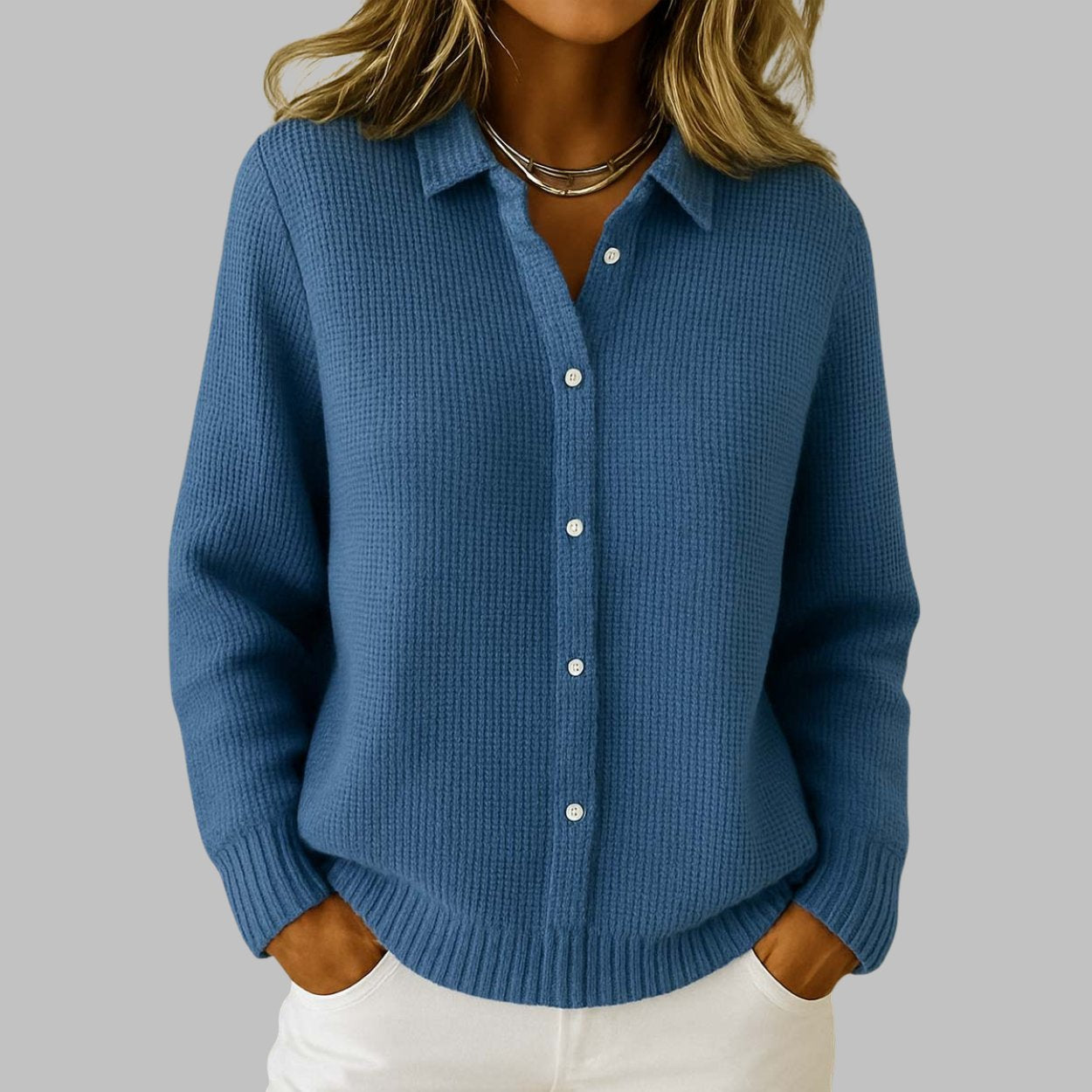 Neige | Cardigan Boutonné en Tricot Classique