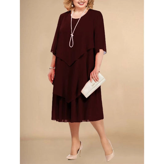 Hazel - Chiffon jurk met ronde hals en modern design