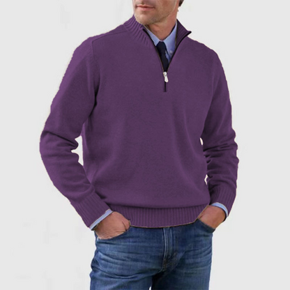 Herren Strick Pullover mit Viertelreißverschluss | Stehkragen