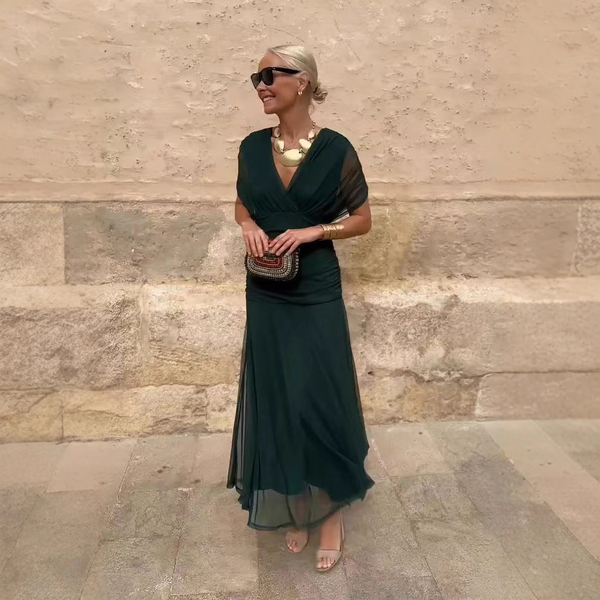 Rebeca Robe Élégante Femme – Style Soirée à Manches Transparentes
