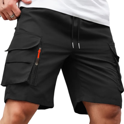 Herre cargoshorts – løs pasform – lynlåslommer