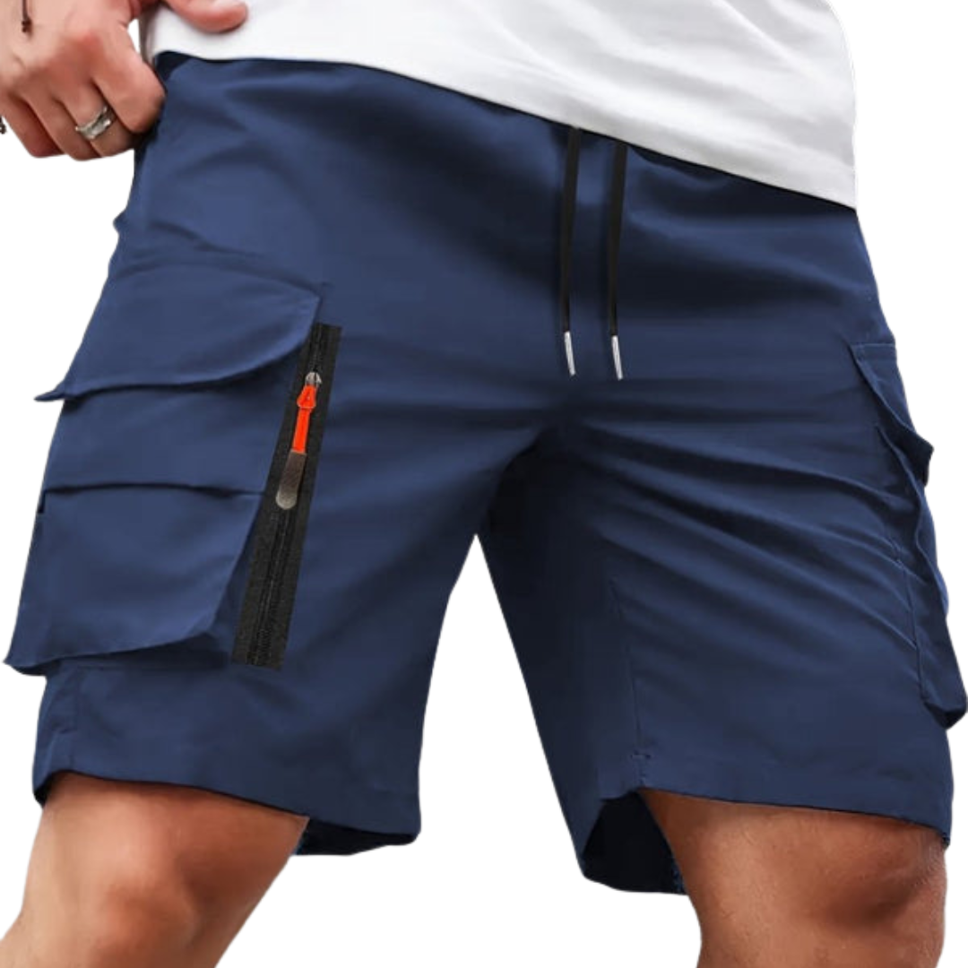 Herre cargoshorts – løs pasform – lynlåslommer