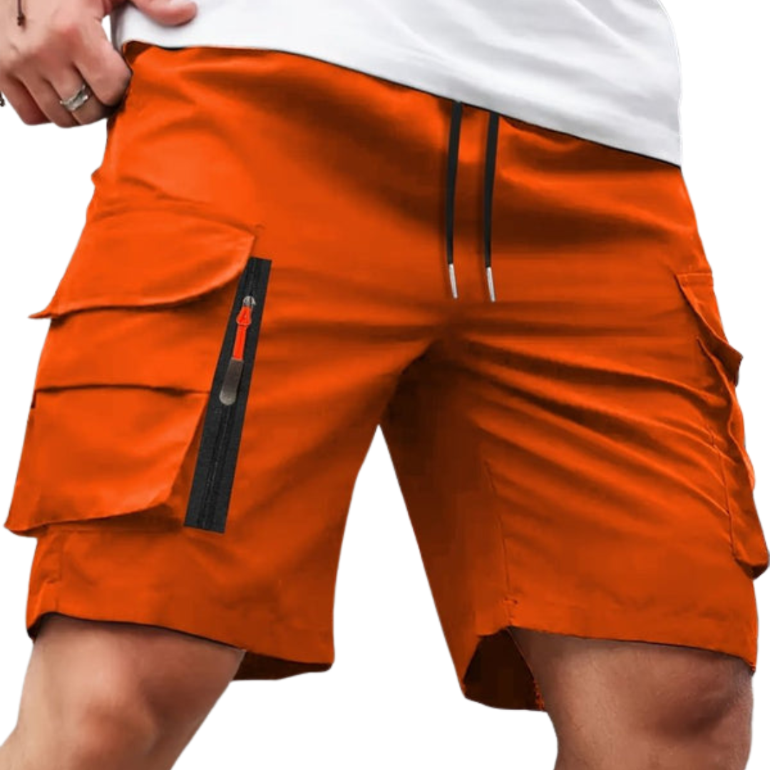 Herre cargoshorts – løs pasform – lynlåslommer