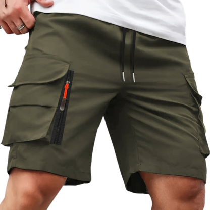 Herre cargoshorts – løs pasform – lynlåslommer