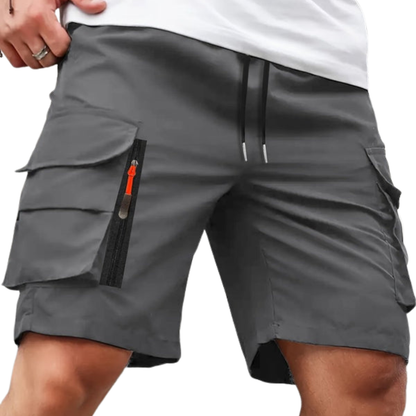 Herre cargoshorts – løs pasform – lynlåslommer