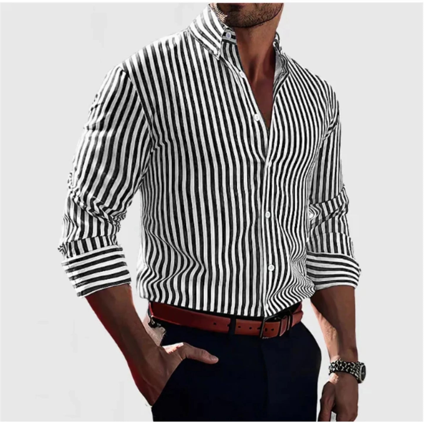 Elio - Men Modern Striped Shirt