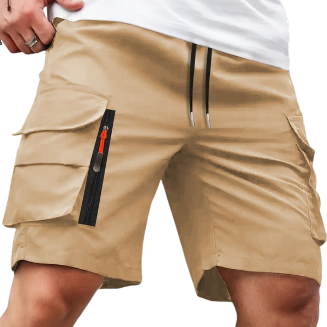 Herre cargoshorts – løs pasform – lynlåslommer