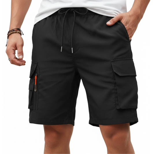Herre cargoshorts – løs pasform – lynlåslommer