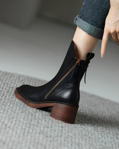Valorine™ | Botine elegante din piele cu toc confortabil