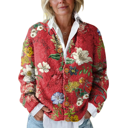 Sarah - Vintage Lente Vest s květinovým potiskem