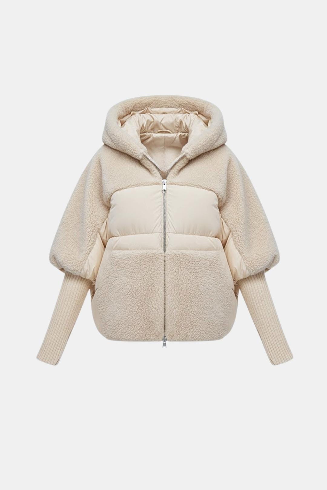 Theodora – Oversized Hooded Winter Coat with Plush Contrast Panels