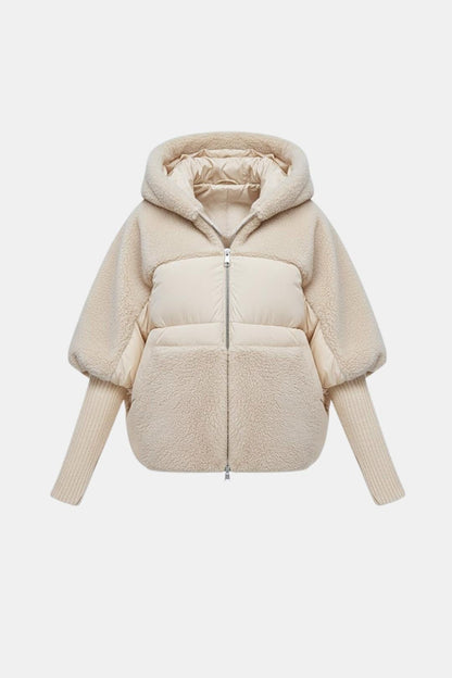 Theodora – Oversized Hooded Winter Coat with Plush Contrast Panels