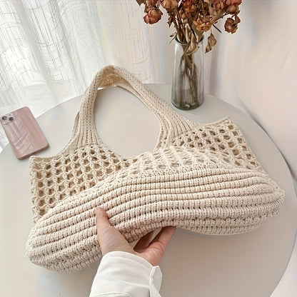 Geweven Strandtas met Open Netstructuur Dames Grote Shopper