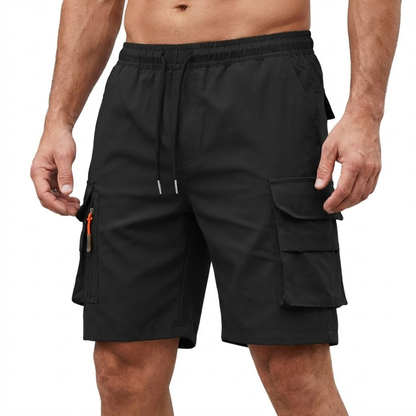 Herre cargoshorts – løs pasform – lynlåslommer