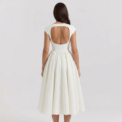 Paelina – Structured Cap Sleeve Midi Dress