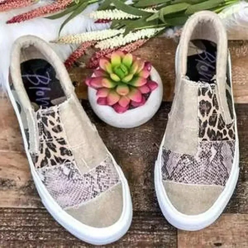 Layla – Baskets tendance à enfiler avec imprimé léopard et design élégant