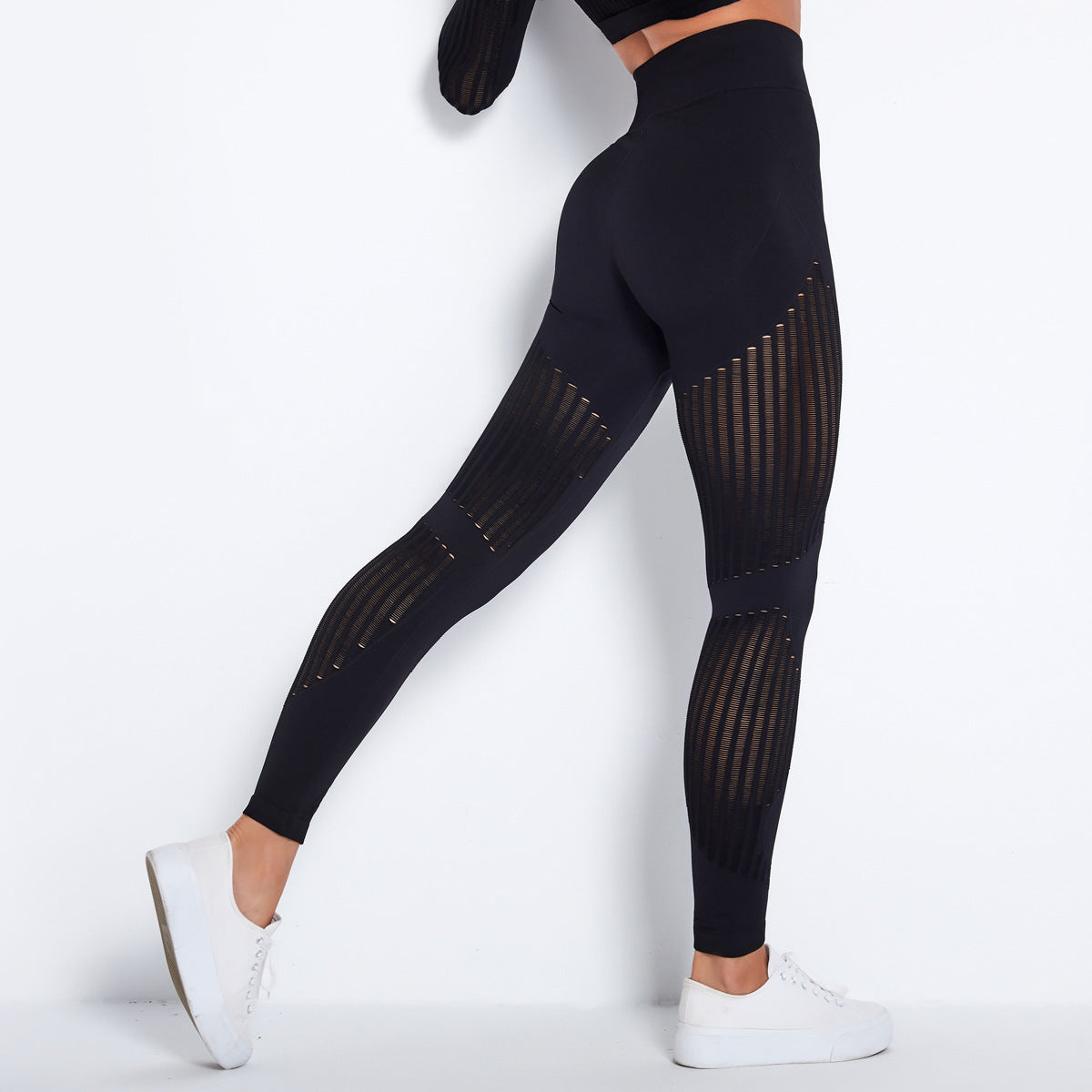 Leggings taille haute femme avec découpes géométriques