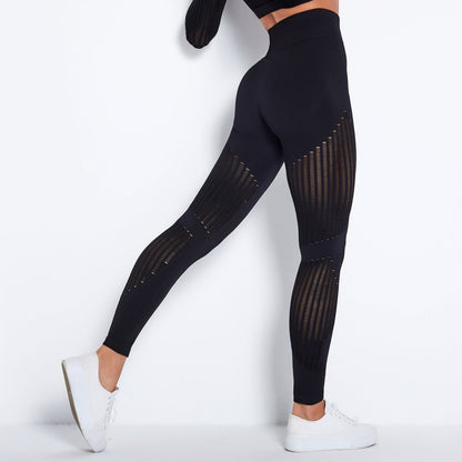 Leggings taille haute femme avec découpes géométriques