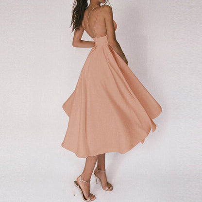 Women’s Midi Dress Flared Skirt Structured Bodice Strap Detail