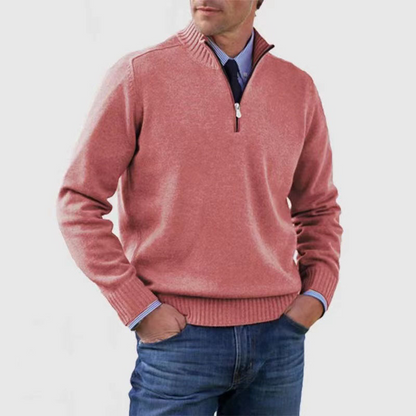Herren Strick Pullover mit Viertelreißverschluss | Stehkragen
