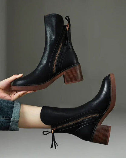 Valorine™ | Botine elegante din piele cu toc confortabil