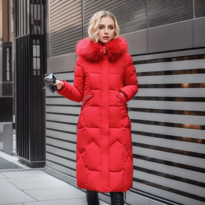 Hannah | Women Winter Quilted coat z Hood Trim