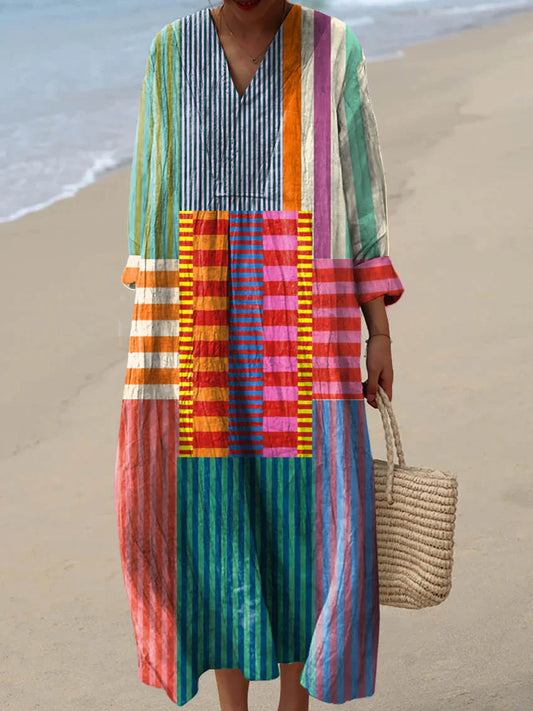 ELARA™ | MULTICOLOR PATCHWORK MAXI DRESS