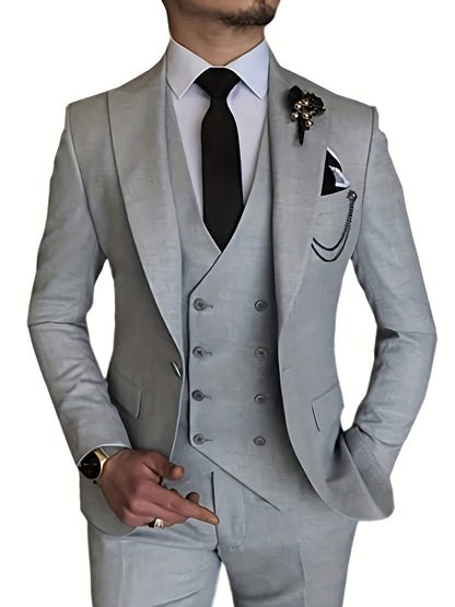 Tormund | Driedelig formeel herenpak – blazer, vest en broek, slim fit, zakelijke en bruiloftskleding