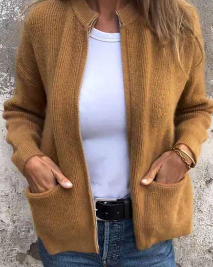 Cardigan da donna in morbido cotone lavorato a maglia - Stratificazione leggera