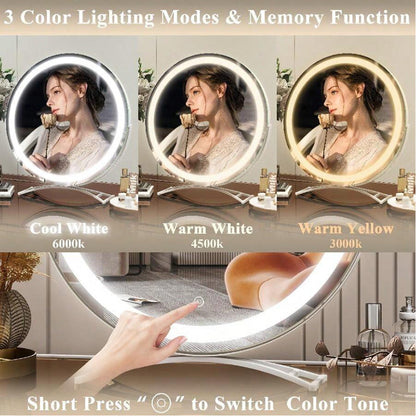 Make-up Spiegel LED Verlichting Oplaadbaar 40cm 360° Draaibaar Dimbaar 3 Lichtmodi