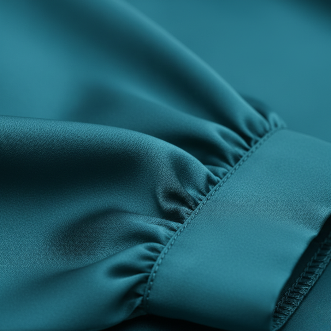 Damen Satinbluse mit V-Ausschnitt und Langarm