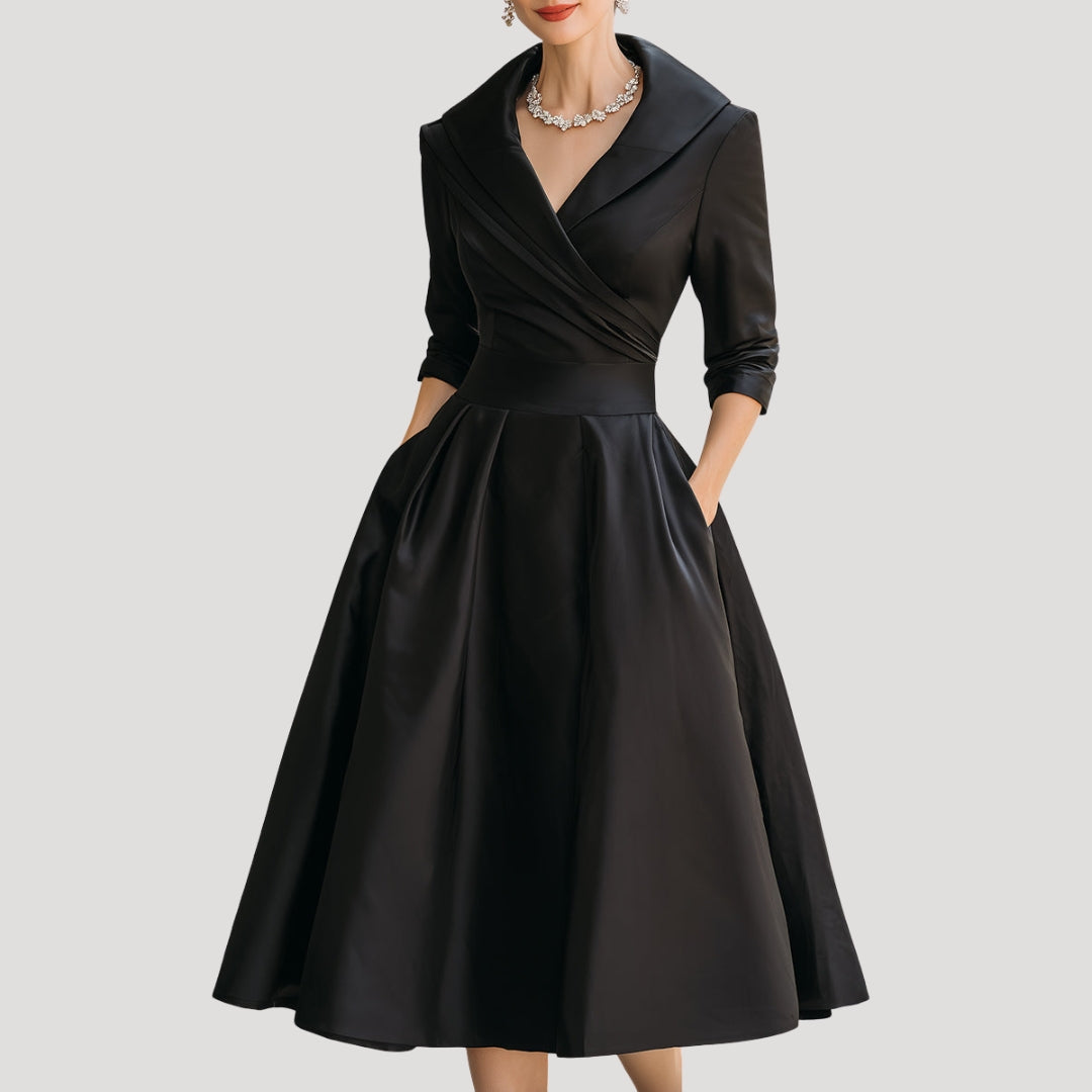 Sylvera | Dames Klassieke Wrap Midi Jurk – Elegante Lente Outfit, Kantoor- & Feestkleding