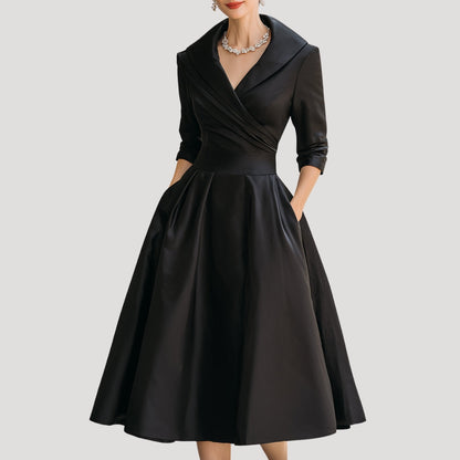 Sylvera | Dames Klassieke Wrap Midi Jurk – Elegante Lente Outfit, Kantoor- & Feestkleding
