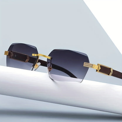 Randlose Sonnenbrille mit Rechteckigen Gläsern und Kunstholz-Bügel – Verro