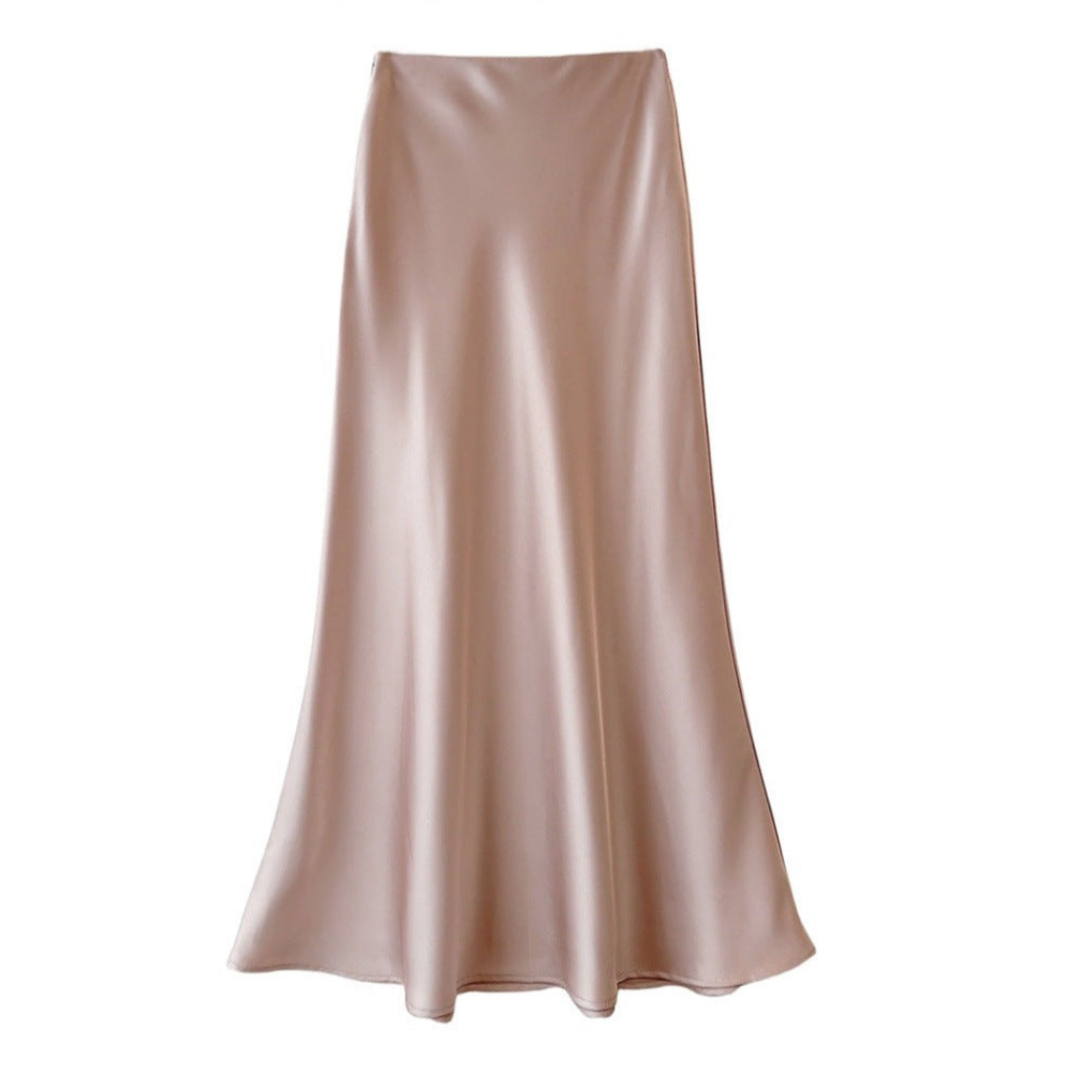 Damska Spódnica W Stylu Jedwabnym | Elegancka Spódnica Midi