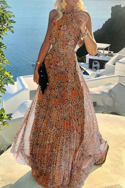 Luna – Robe longue femme avec jupe plissée et dos nu